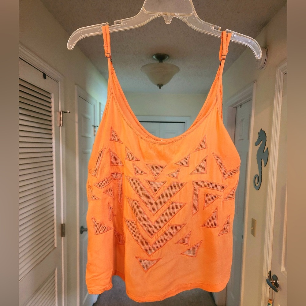 Buckle Rip Curl size Medium Worn ONCE spaghetti strap tank Orange Aztec desert